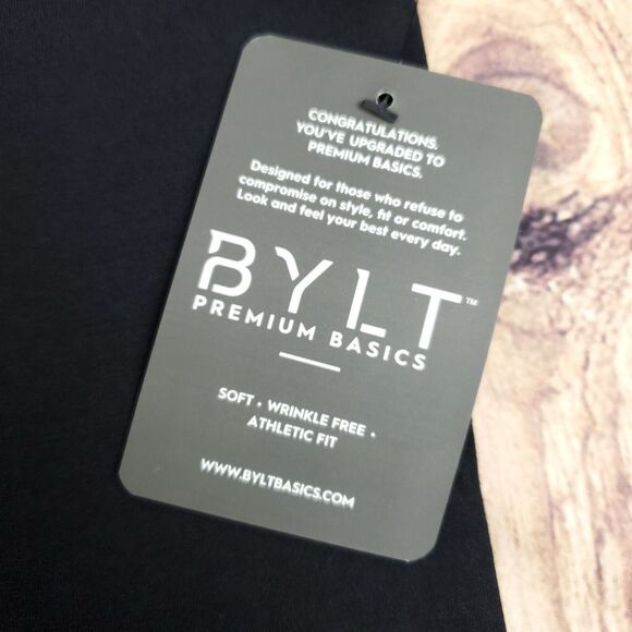 BYLT Shirt Mens Medium Black Drop Cut Stretch Premium Basics Athletic Fit NWT - Picture 4 of 9
